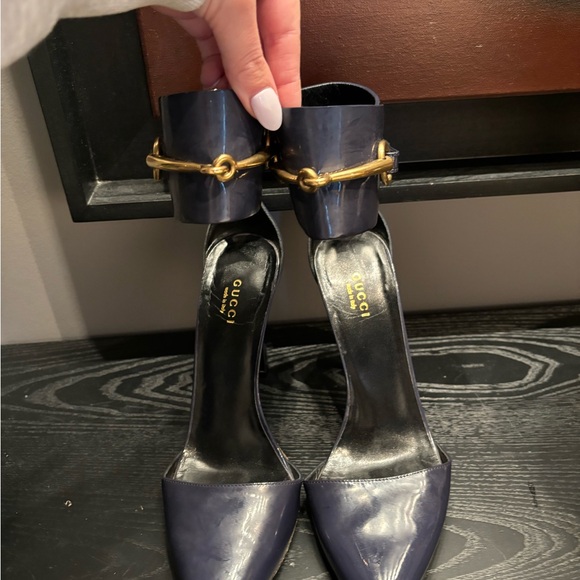 Gucci Leather Ankle Cuff "Ursula" Sandal navy - Picture 3 of 8